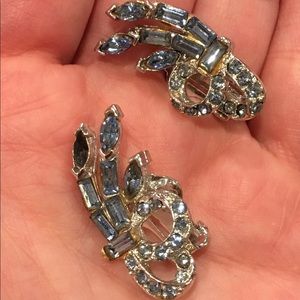 Vintage Blue Clip On Earrings
